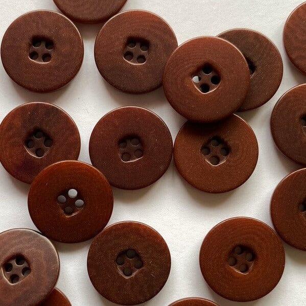 15mm - Four Hole Brown Corozo Button - Tangled Yarn