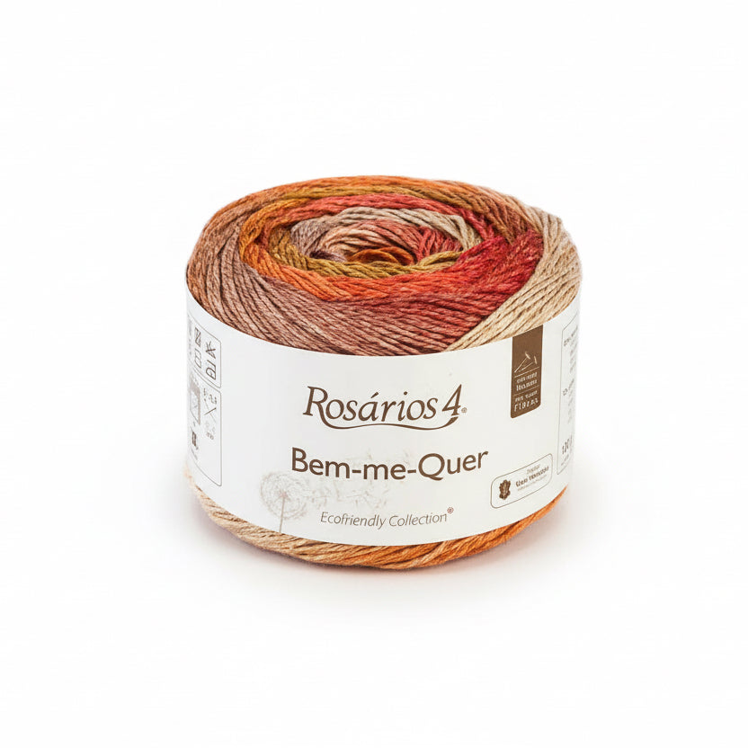 red shades of yarn with Rosarios 4 label on a white background