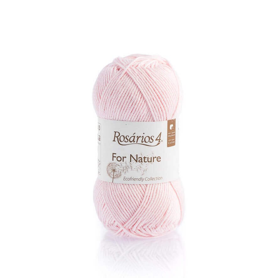 Pink ball of cotton rosarios 4 on label with white background