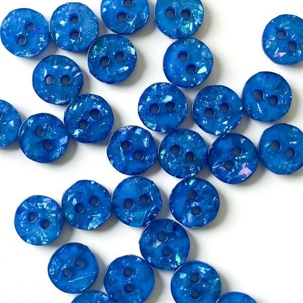 10mm - Blue Sparkly Button - Tangled Yarn