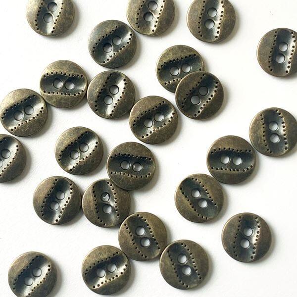 10mm - Bronze Coloured Metal Button - Tangled Yarn