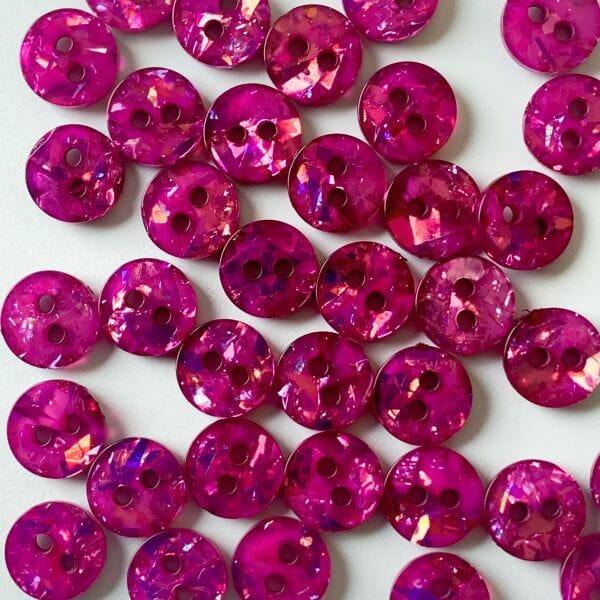 10mm - Hot Pink Sparkly Button - Tangled Yarn