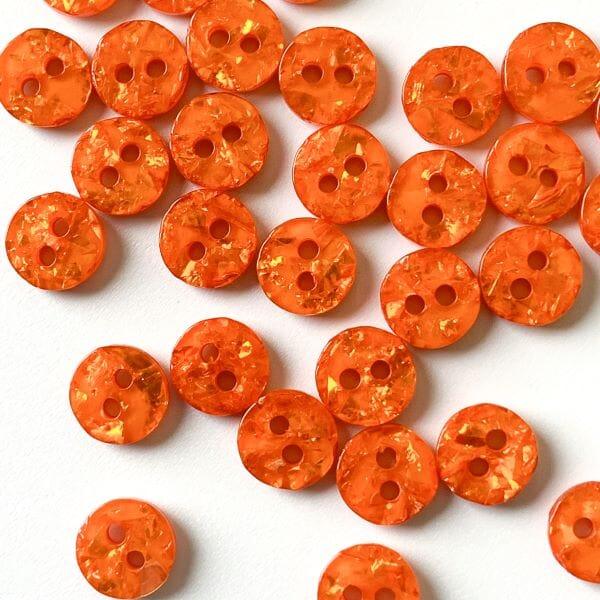 10mm - Orange Sparkly Button - Tangled Yarn