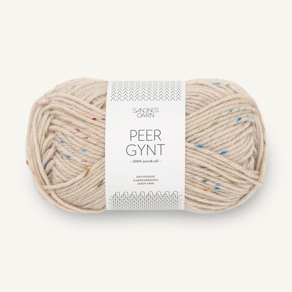 Ball of yarn with a label on a white background