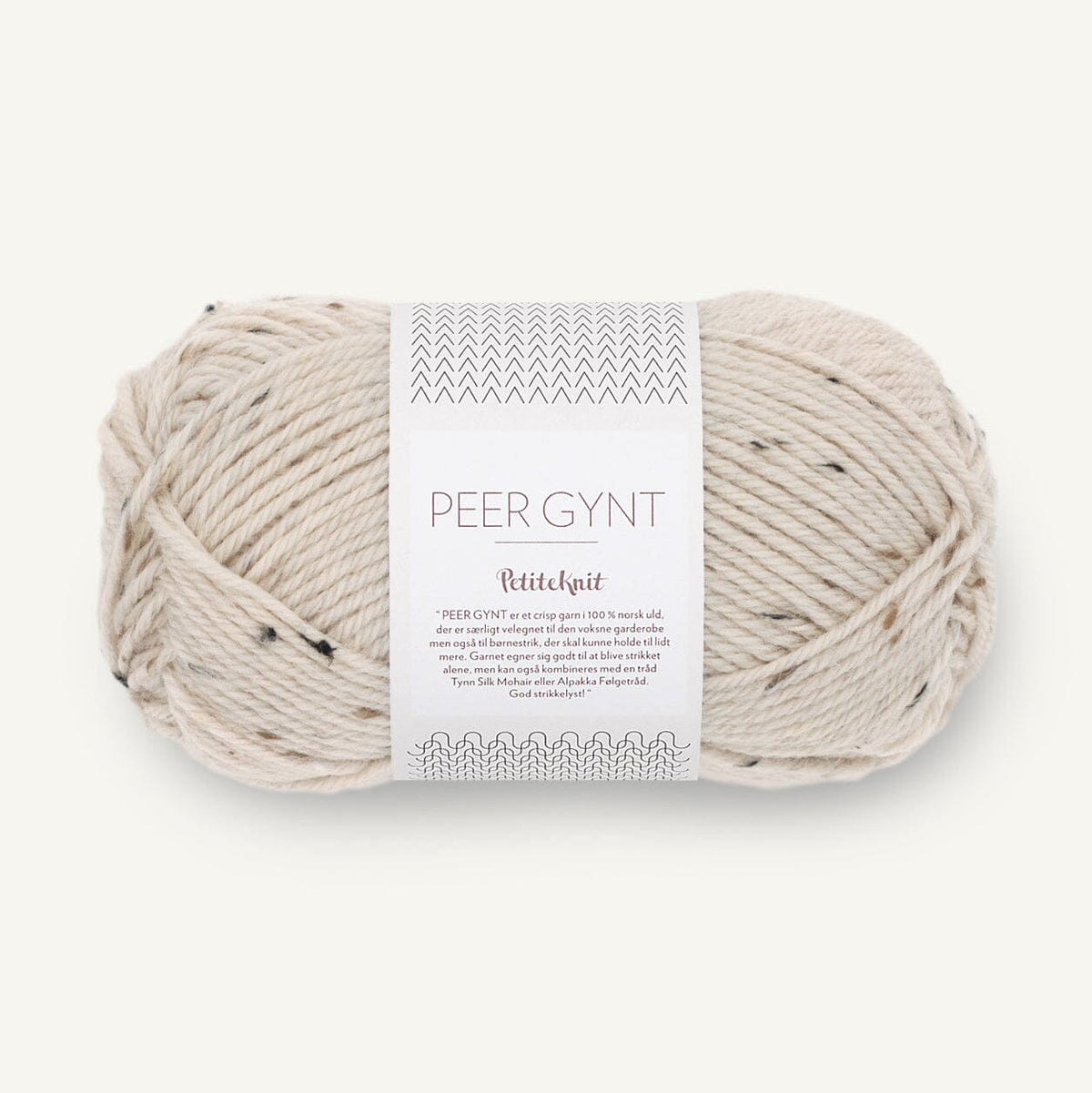 Ball of yarn with a label on a white background