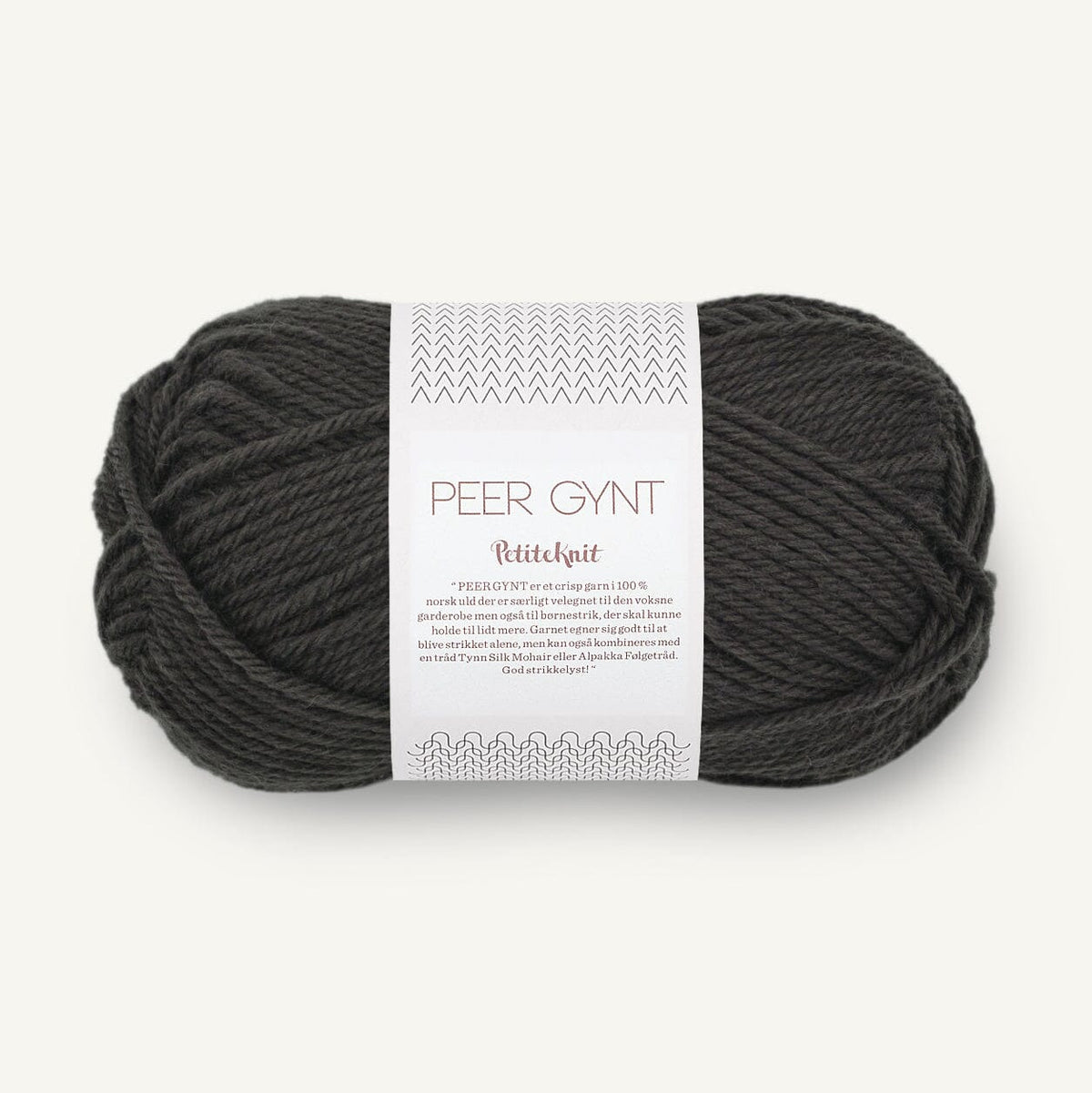 Ball of yarn with a label on a white background
