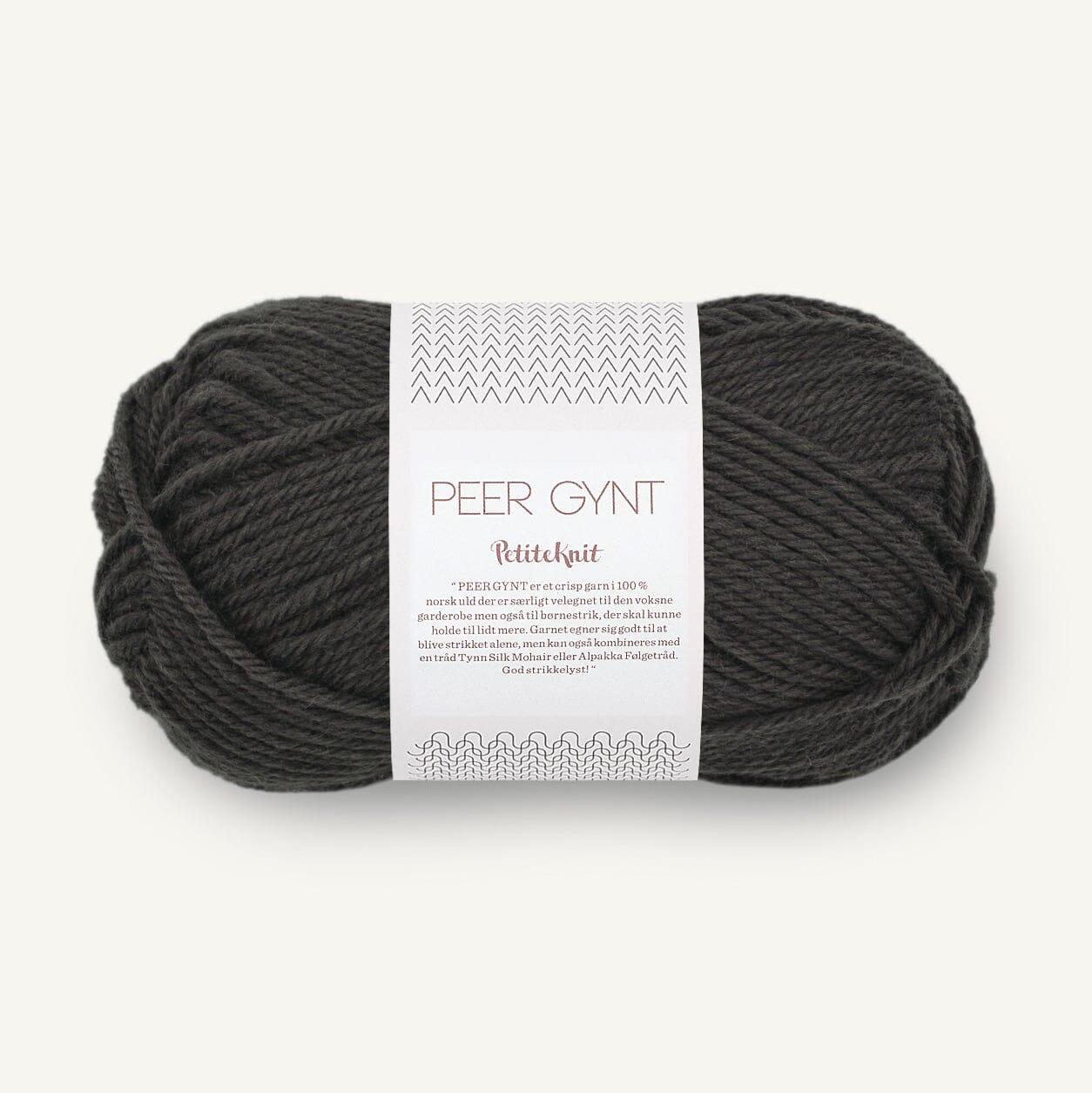 Ball of yarn with a label on a white background