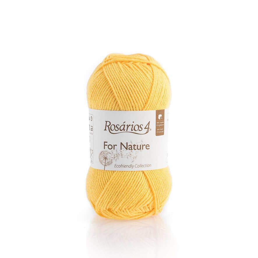 Yellow ball of cotton rosarios 4 on label with white background