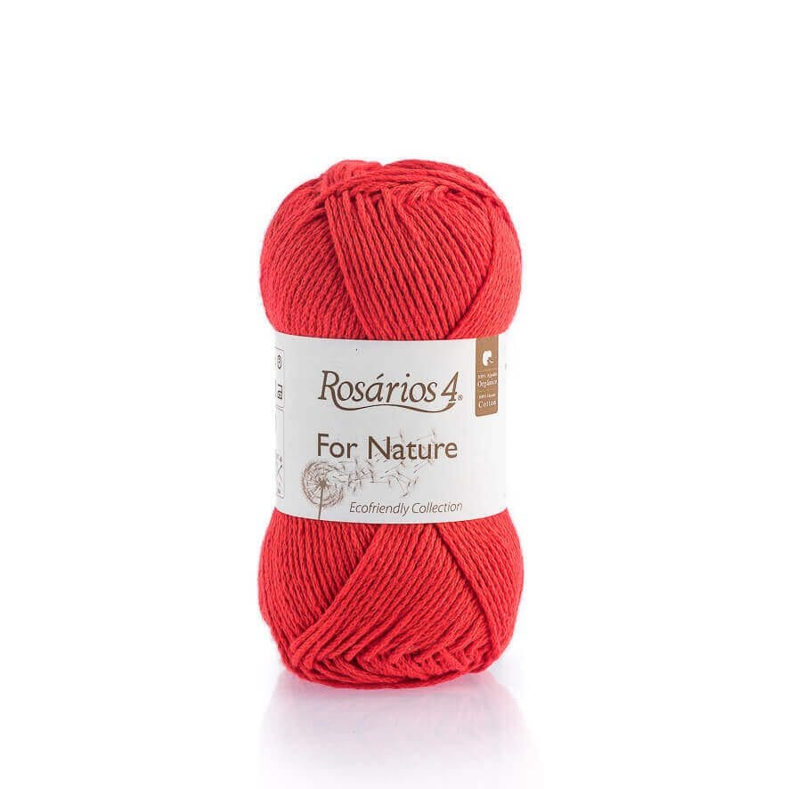 Red ball of cotton rosarios 4 on label with white background