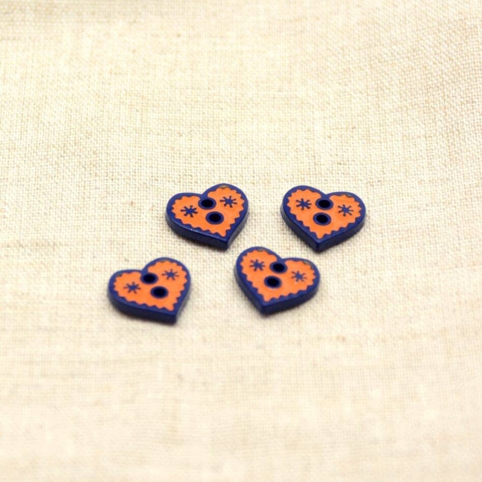 12mm Purple & Orange Heart Button | Tangled Yarn UK
