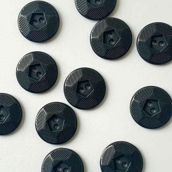 15mm - Black Patterned Metal Button - Tangled Yarn
