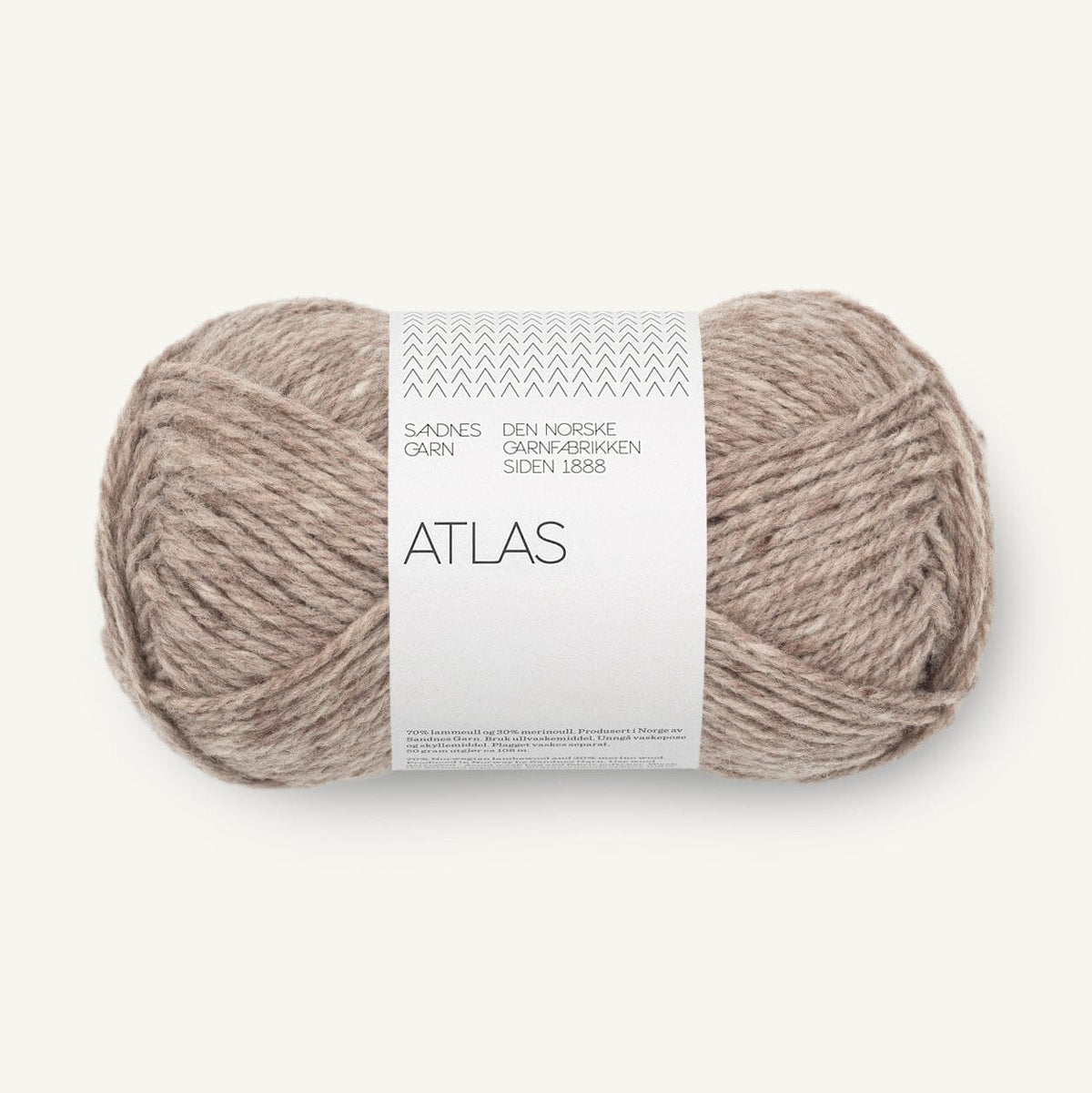 Ball of yarn with a label on a white background