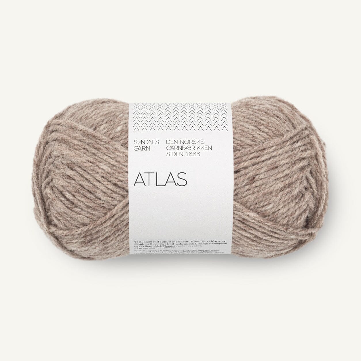Ball of yarn with a label on a white background