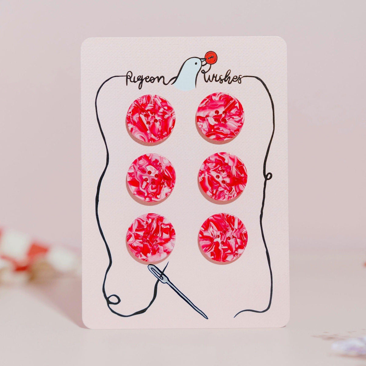 25mm - Barbiecore Button Card [6] - Tangled Yarn