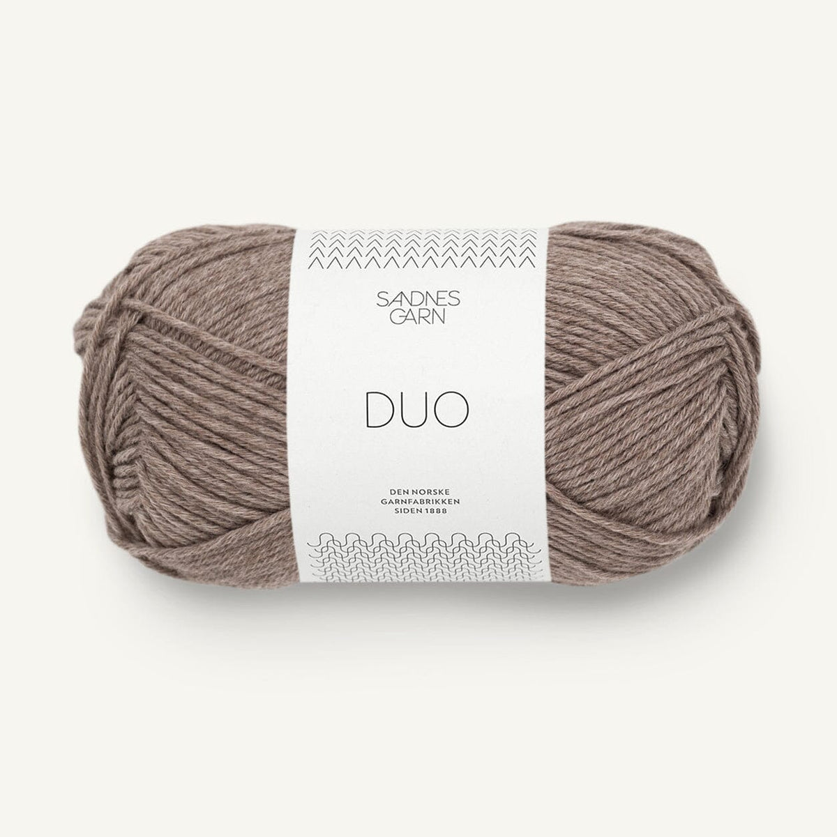 Ball of yarn with a 'Sandnes Garn Duo' label on a white background