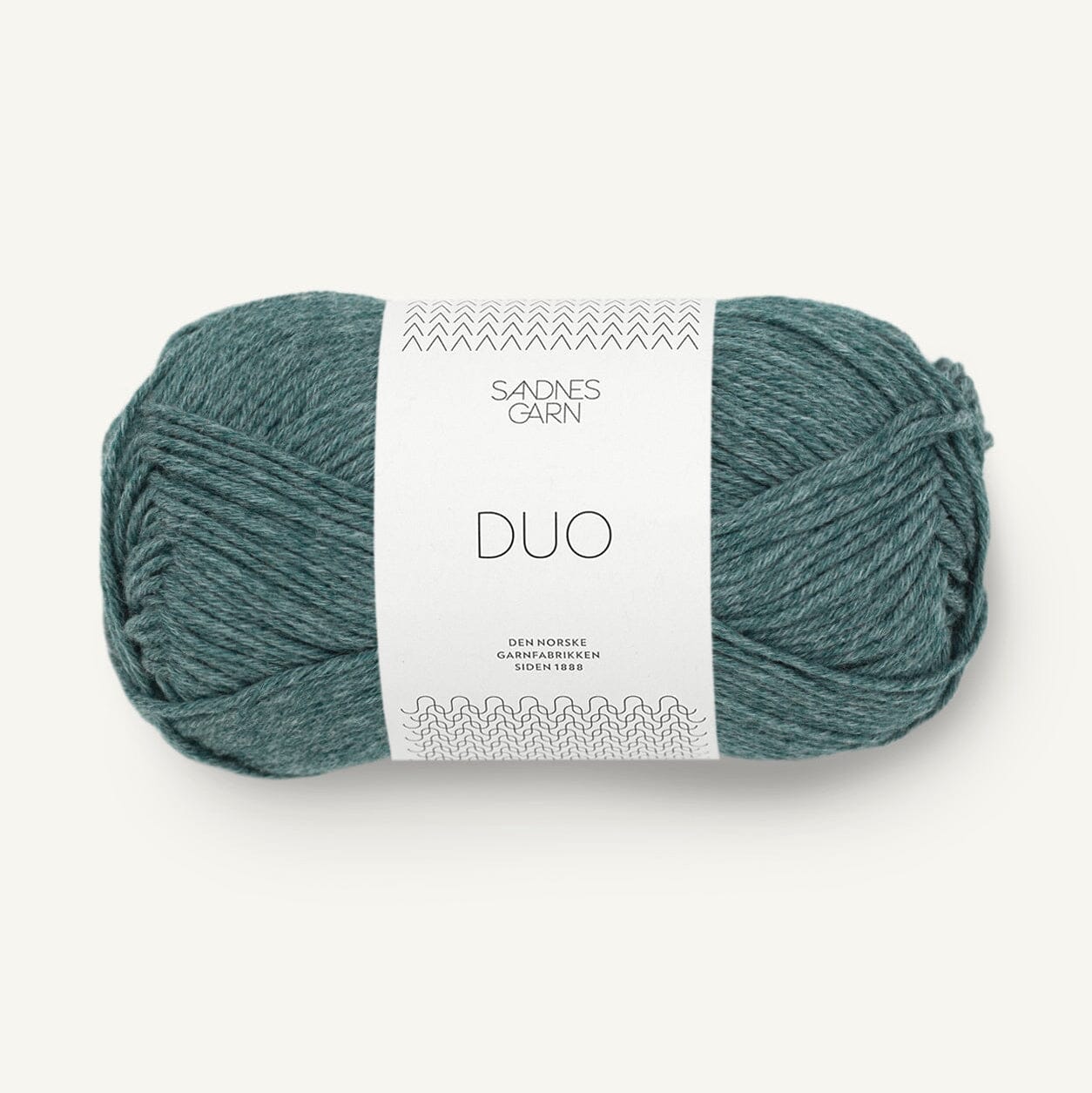 Ball of yarn with a label on a white background