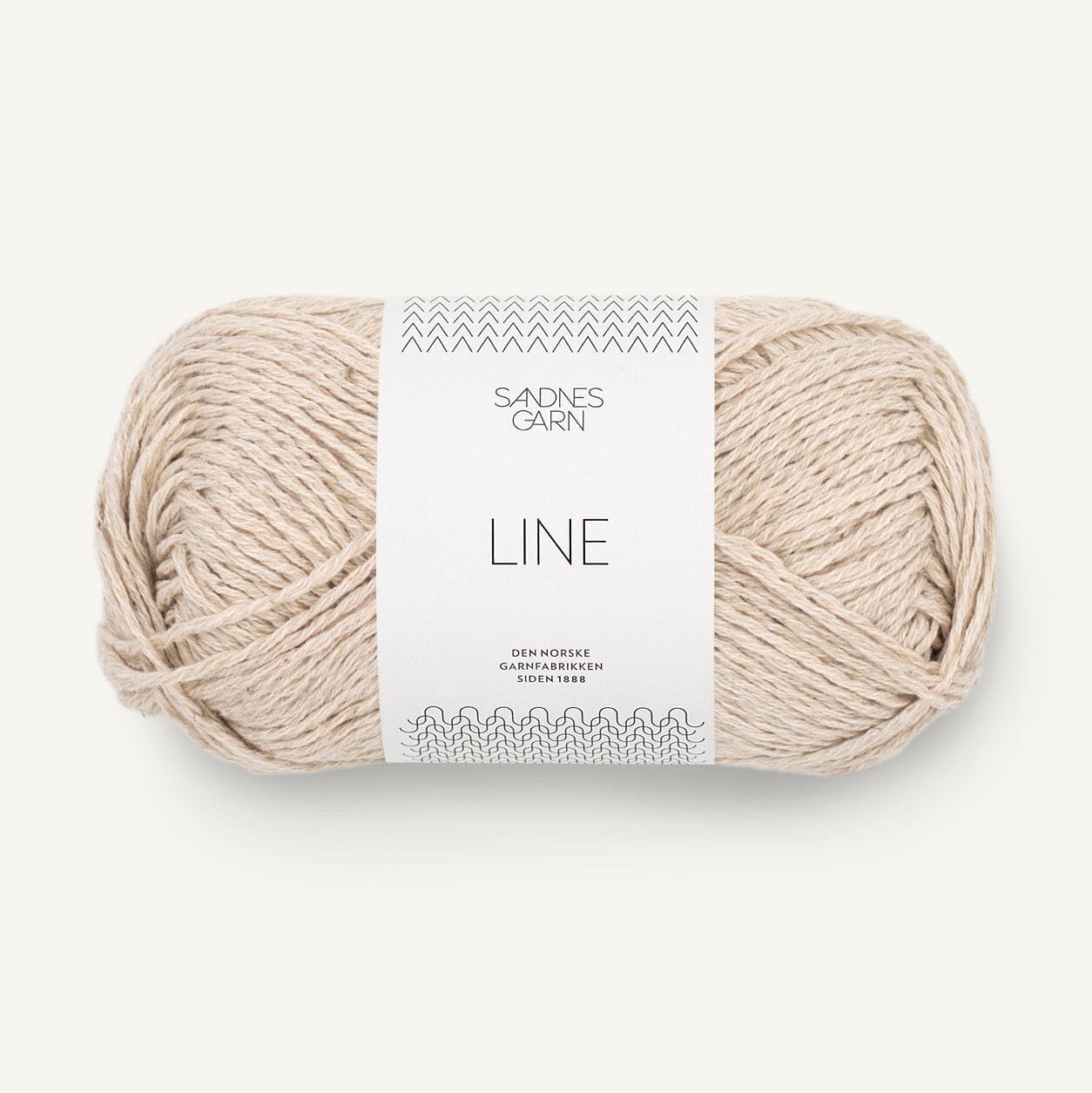 Ball of yarn with a 'Sandes Garn' label on a white background