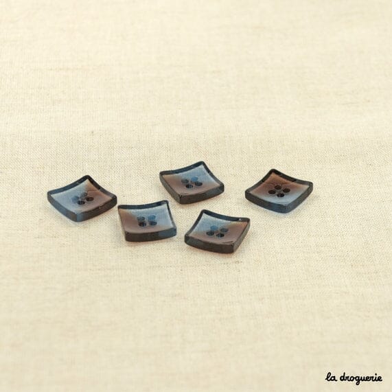 blue & brown 16 mm square button
