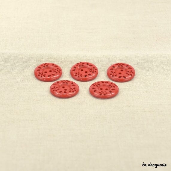 Red 18 mm “Fleurettes D&#39;antan” Button