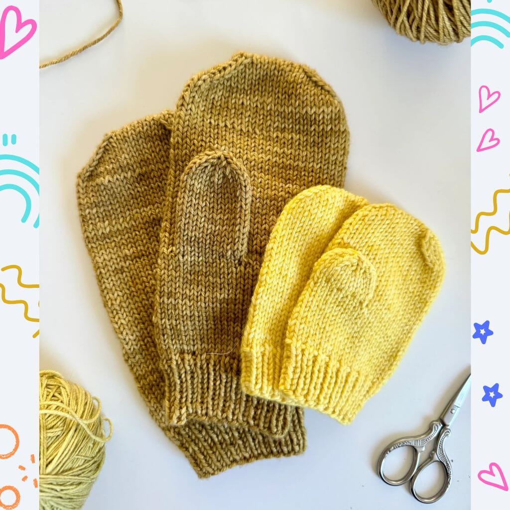 Base Doodle Mittens DK Printed Pattern by Pacific Knit Co.