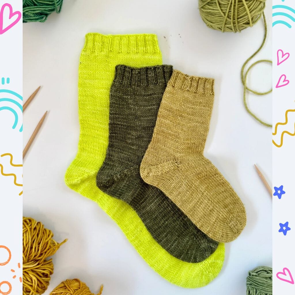 Base Doodle Toe-Up Socks Fingering Printed Pattern by Pacific Knit Co.