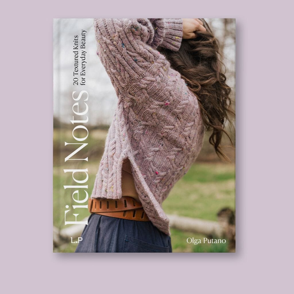 Book cover of 'Field Notes' by Olga Putano featuring a person wearing a textured knit sweater.