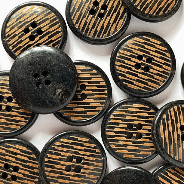 18mm Black Horn Buttons | Tangled Yarn UK