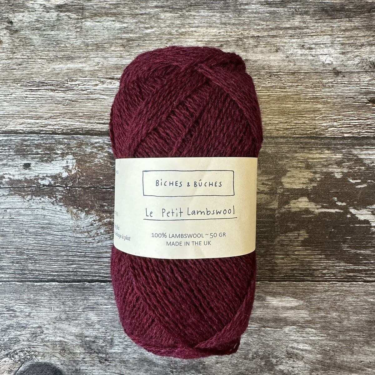 Biches &amp; Bûches Biches &amp; Bûches Le Petit Lambswool -Burgundy Grey- 4ply Knitting Yarn