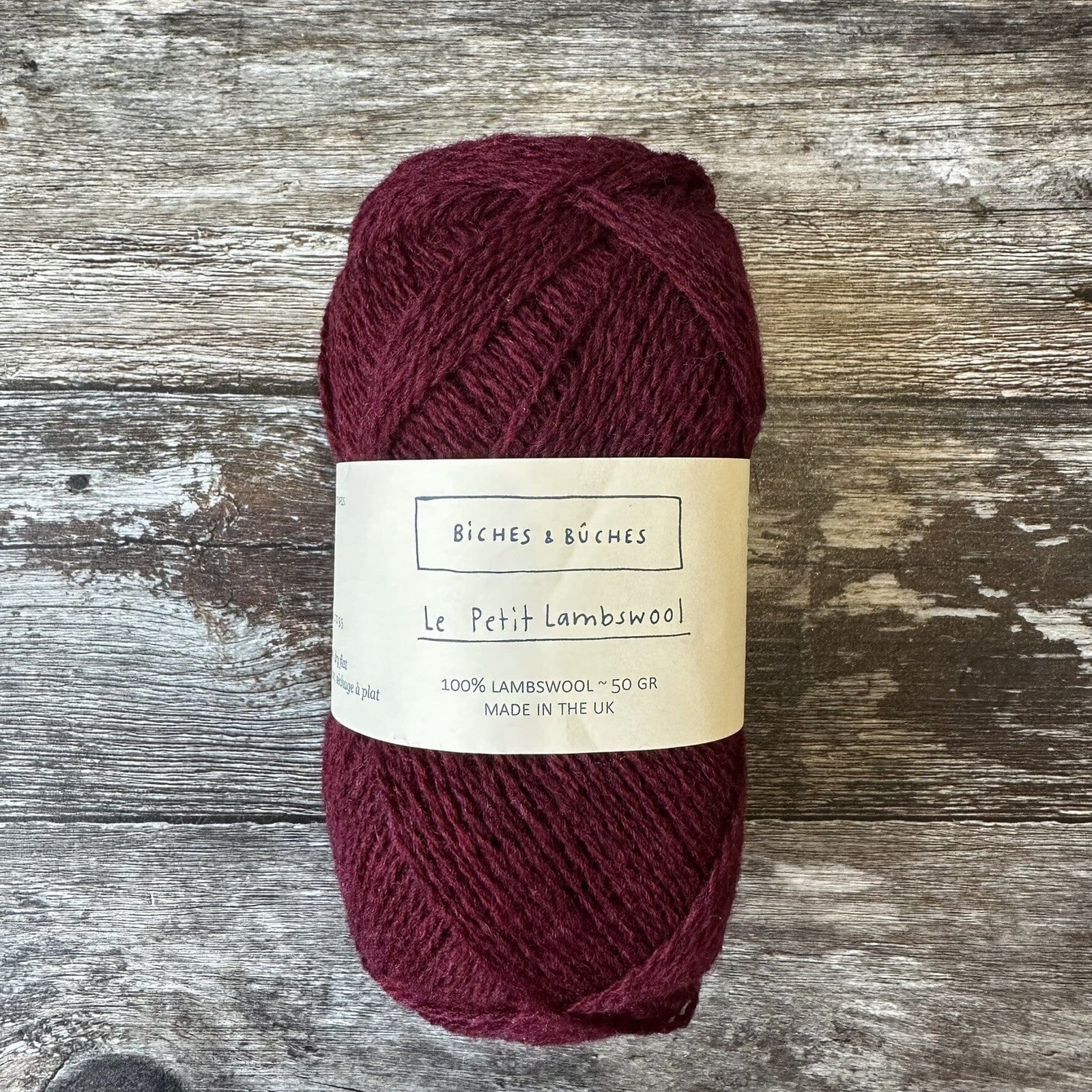 Biches & Bûches Biches & Bûches Le Petit Lambswool -Burgundy Grey- 4ply Knitting Yarn