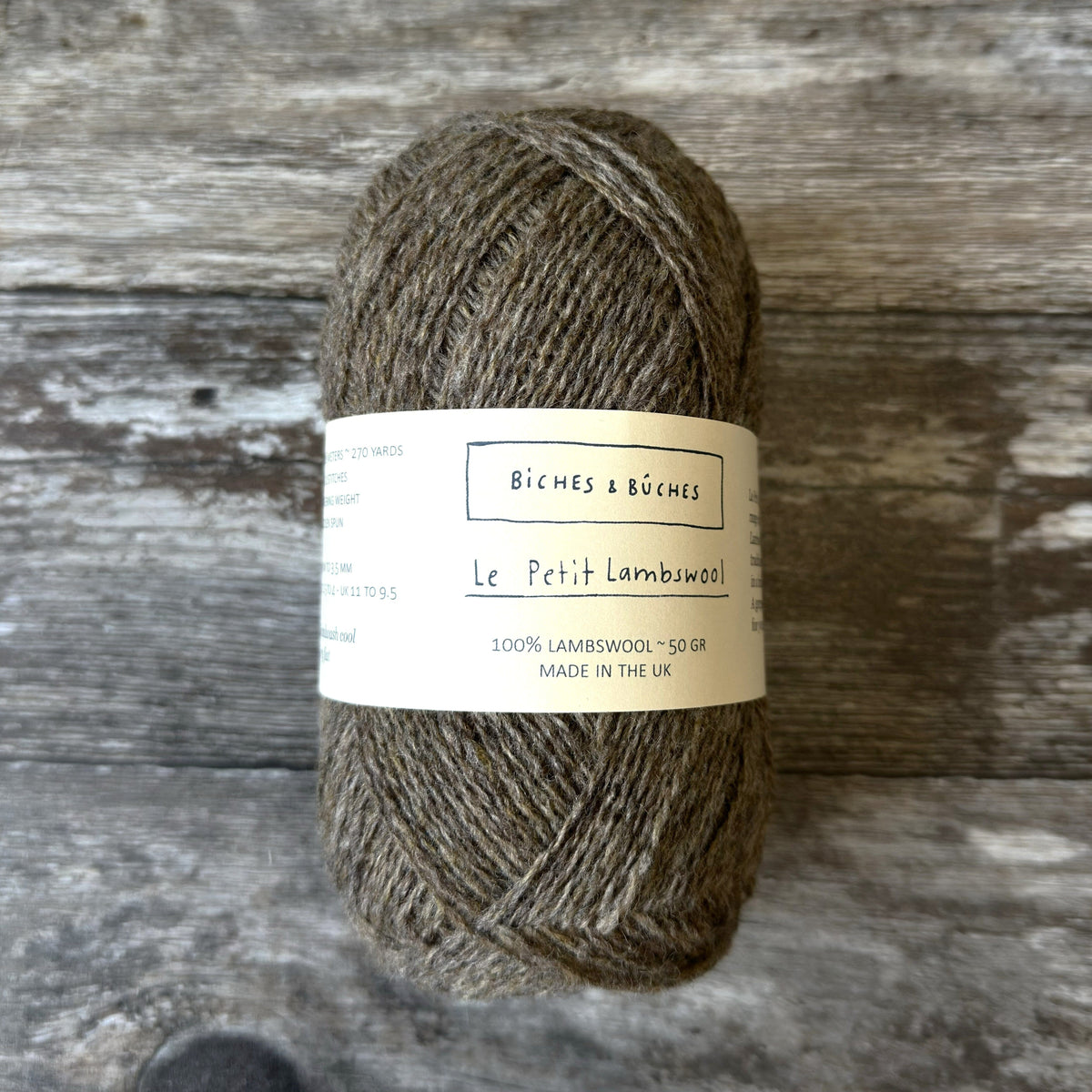 Biches &amp; Bûches Biches &amp; Bûches Le Petit Lambswool - Grey Brown - 4ply Knitting Yarn