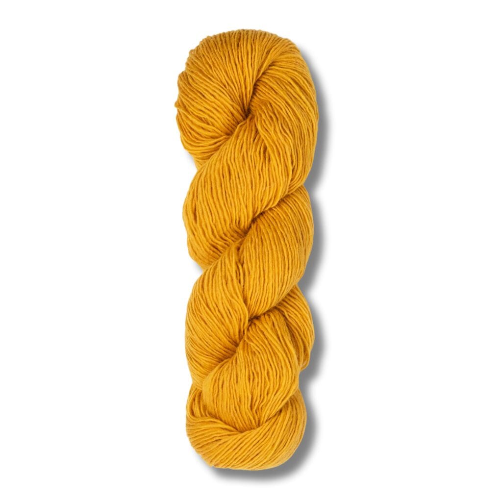 skein of Blue Sky Fibers Woolstok Light yarn in spun gold