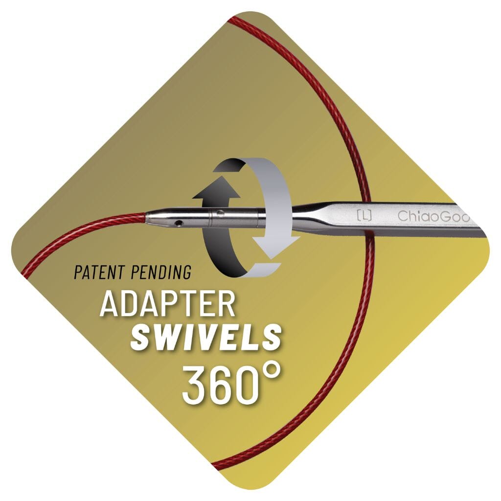 Adapter swivels 360 degrees with red cord on a beige background