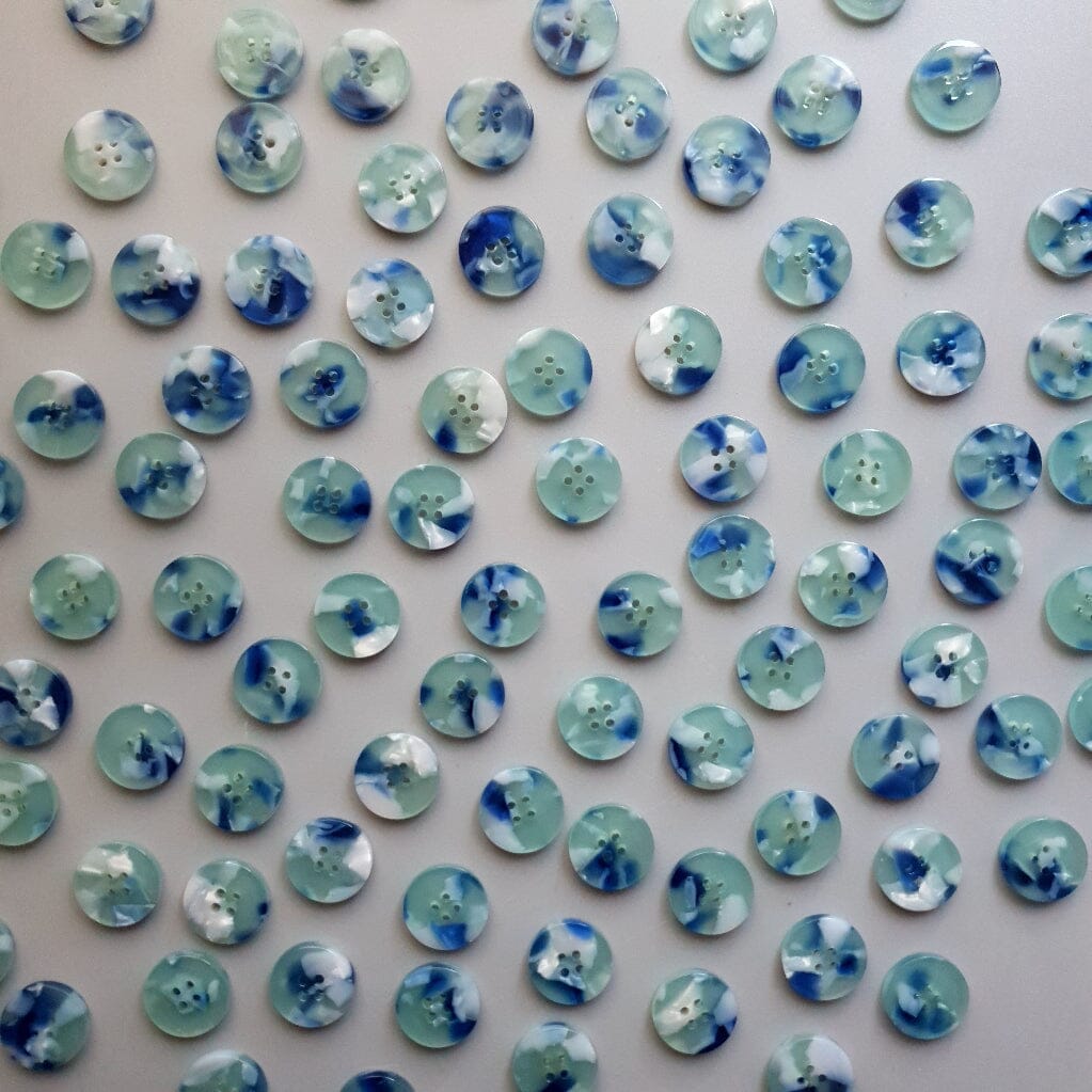 blue and white buttons