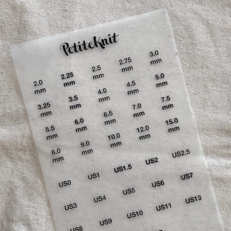 PetiteKnit Needle Size Labels