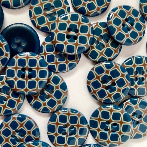 Navy and Tan Glossy Geometric Buttons
 | Tangled Yarn UK