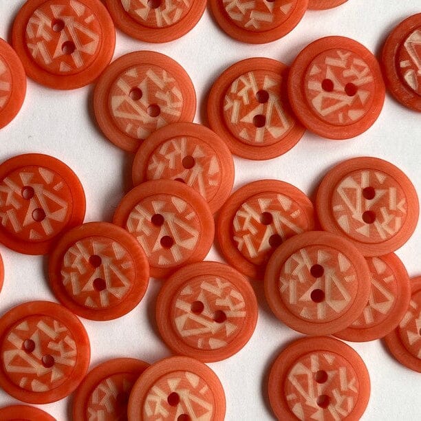 15mm Coral Corozo Buttons Raised Centre Laser Pattern | Tangled Yarn UK
