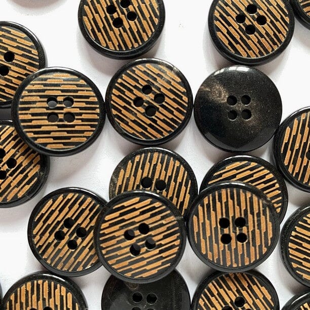 18mm Black Horn Buttons | Tangled Yarn UK