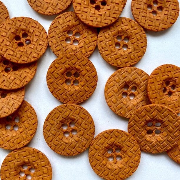 18mm Orange Woven Effect Button | Tangled Yarn UK