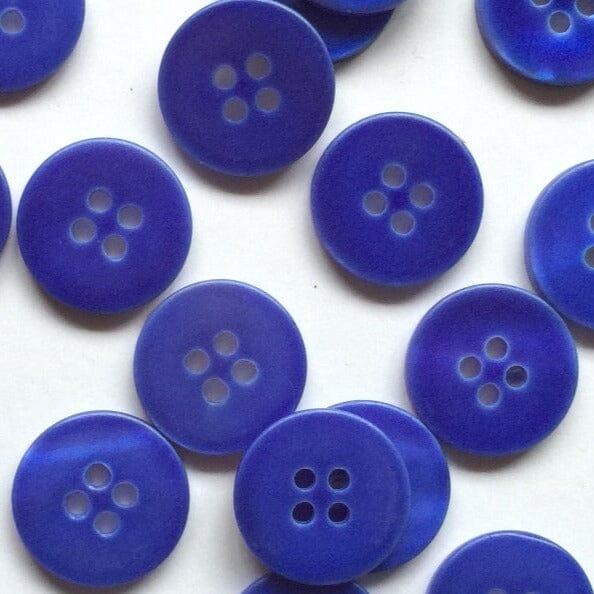 15mm - Bright Blue Matt River Shell Button - Tangled Yarn