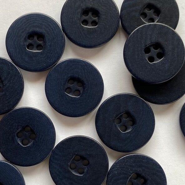 15mm - Four Hole Navy Corozo Button - Tangled Yarn