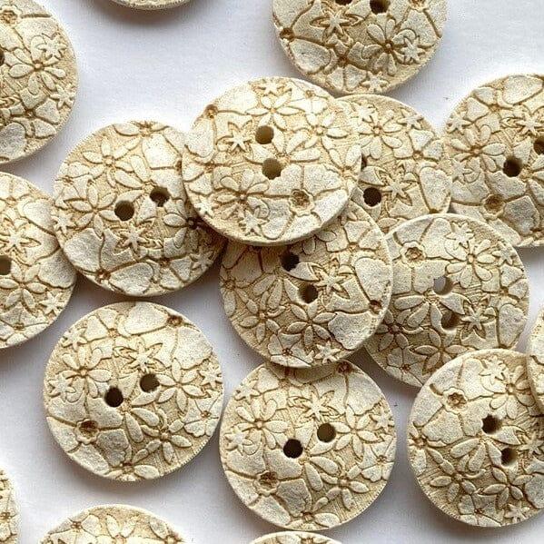 18mm - Off White Recycled Cotton Button - Tangled Yarn