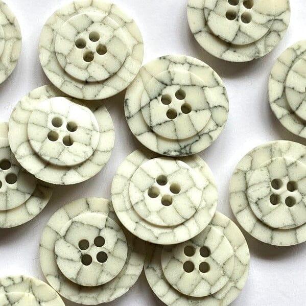 22mm - Mosaic White Grey Button - Tangled Yarn