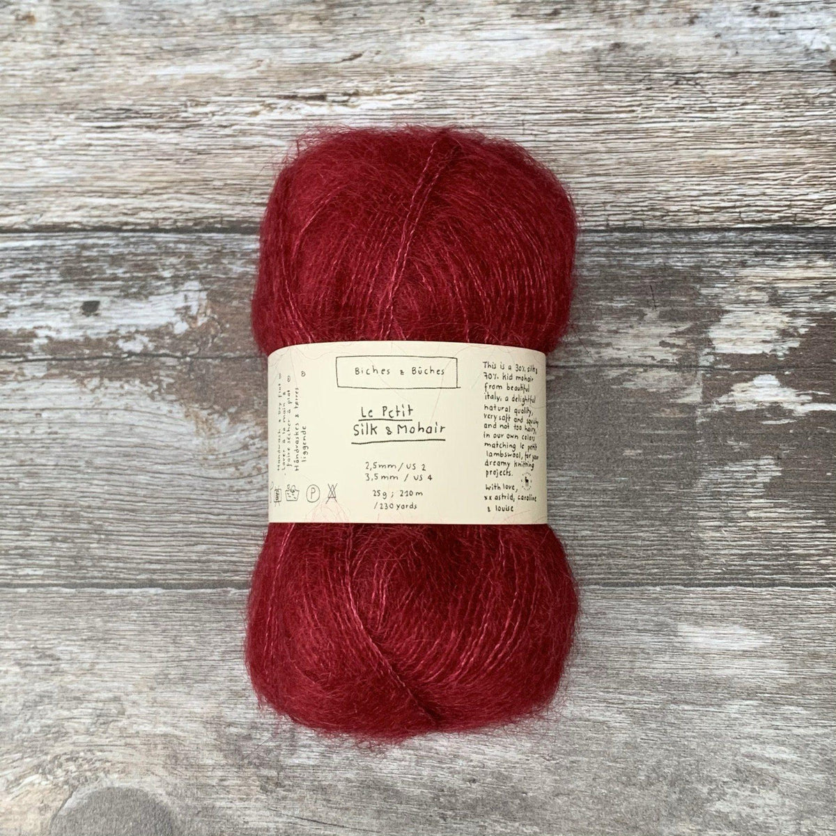 Biches &amp; Bûches Biches &amp; Bûches Le Petit Silk &amp; Mohair - Norwegian Red - Lace Knitting Yarn