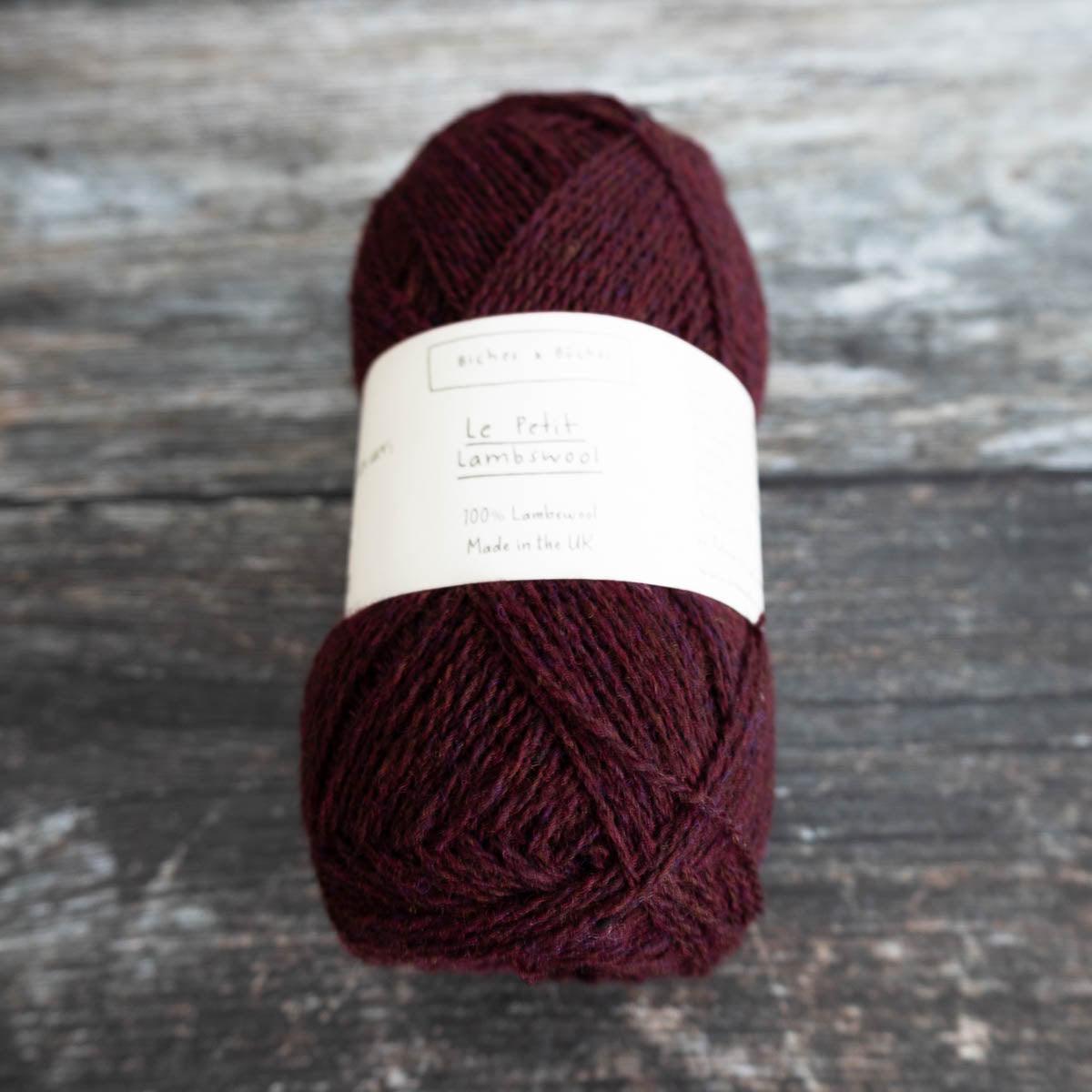Biches &amp; Bûches Biches &amp; Bûches Le Petit Lambswool - Dark Burgundy Grey - 4ply Knitting Yarn