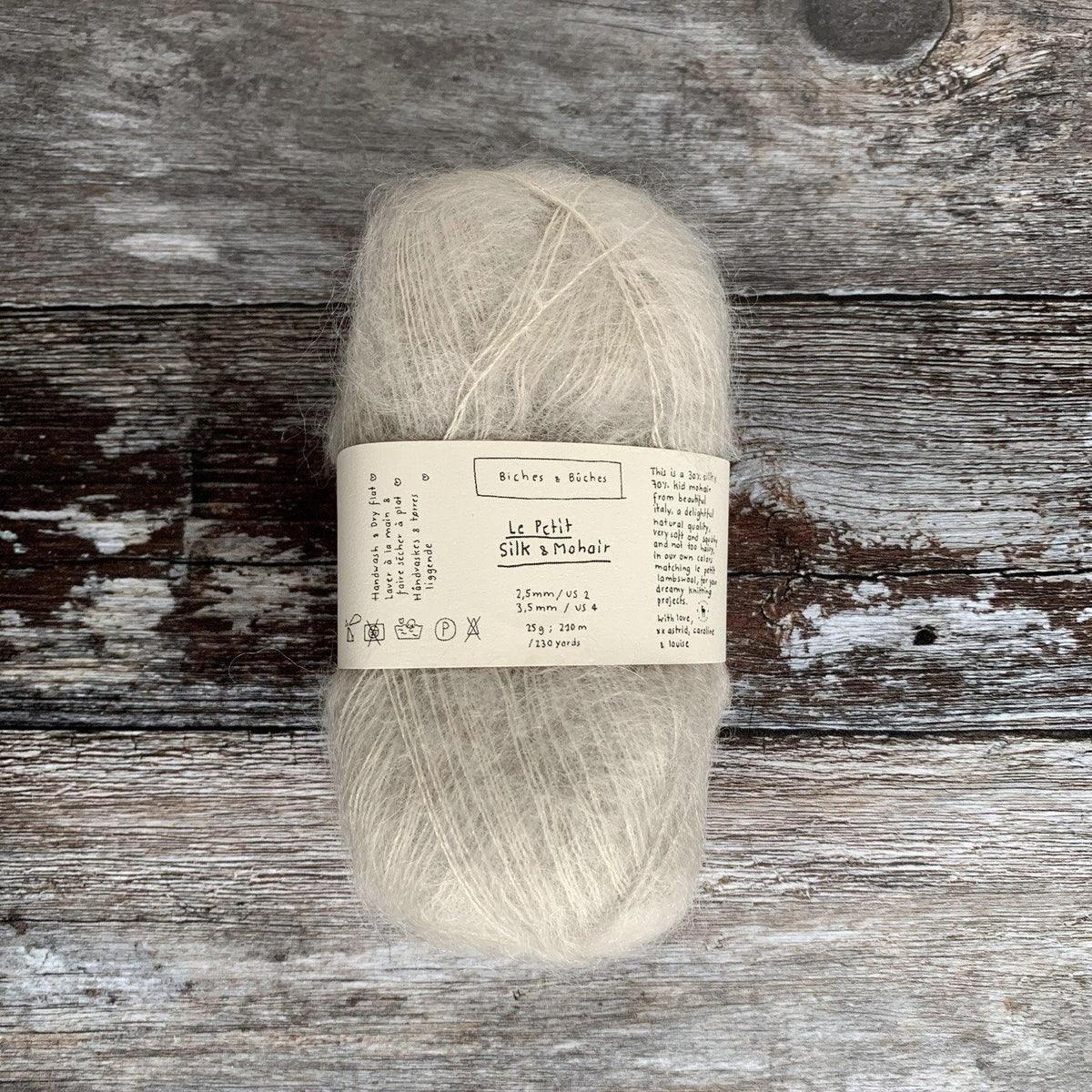 Biches &amp; Bûches Biches &amp; Bûches Le Petit Silk &amp; Mohair - Grey Beige - Lace Knitting Yarn