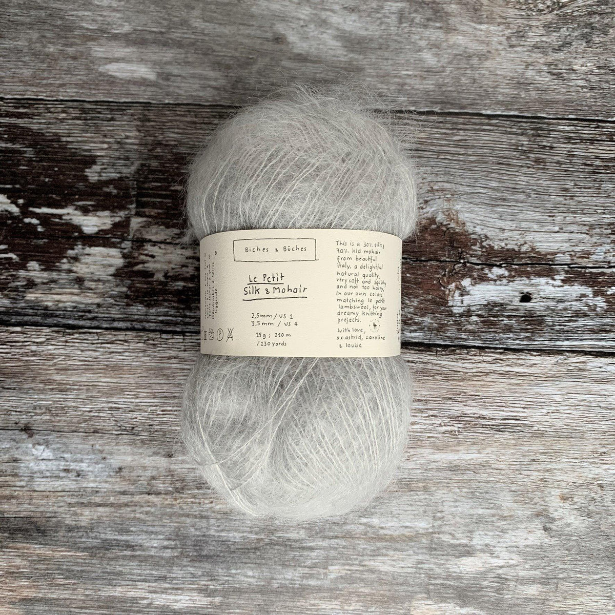 Biches &amp; Bûches Biches &amp; Bûches Le Petit Silk &amp; Mohair - Light Grey - Lace Knitting Yarn
