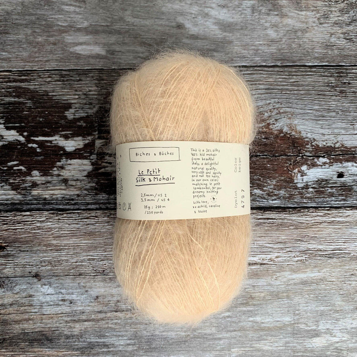 Biches &amp; Bûches Biches &amp; Bûches Le Petit Silk &amp; Mohair - Beige - Lace Knitting Yarn