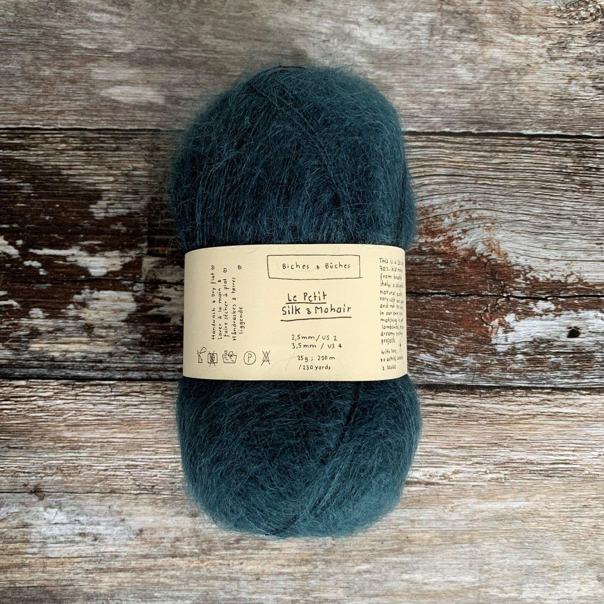 Biches &amp; Bûches Biches &amp; Bûches Le Petit Silk &amp; Mohair - Dark Blue Turquoise - Lace Knitting Yarn