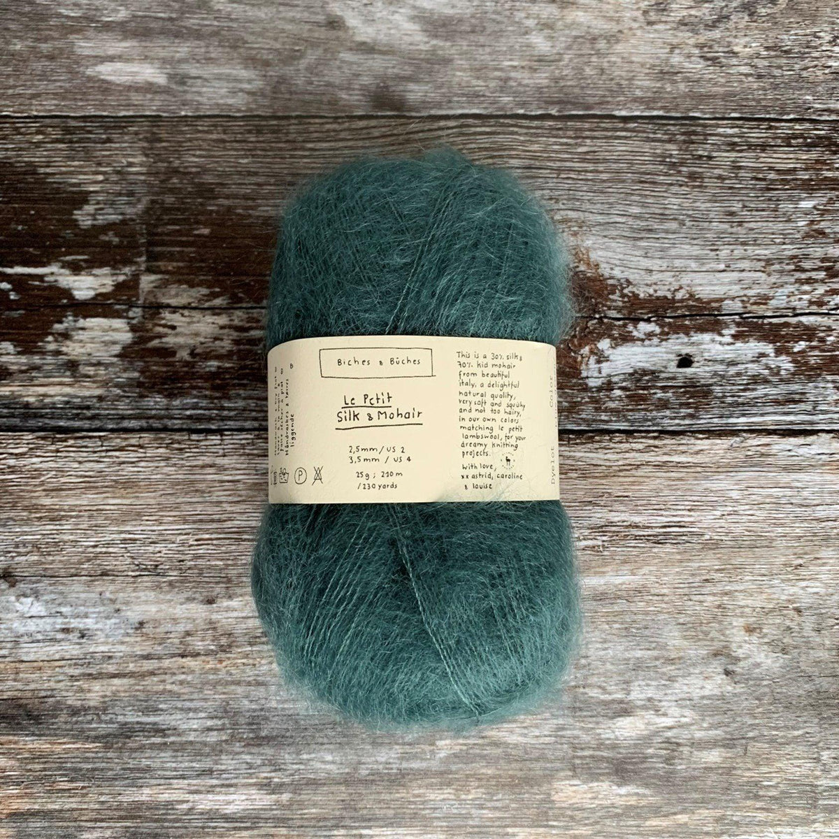 Biches &amp; Bûches Biches &amp; Bûches Le Petit Silk &amp; Mohair - Blue Green - Lace Knitting Yarn