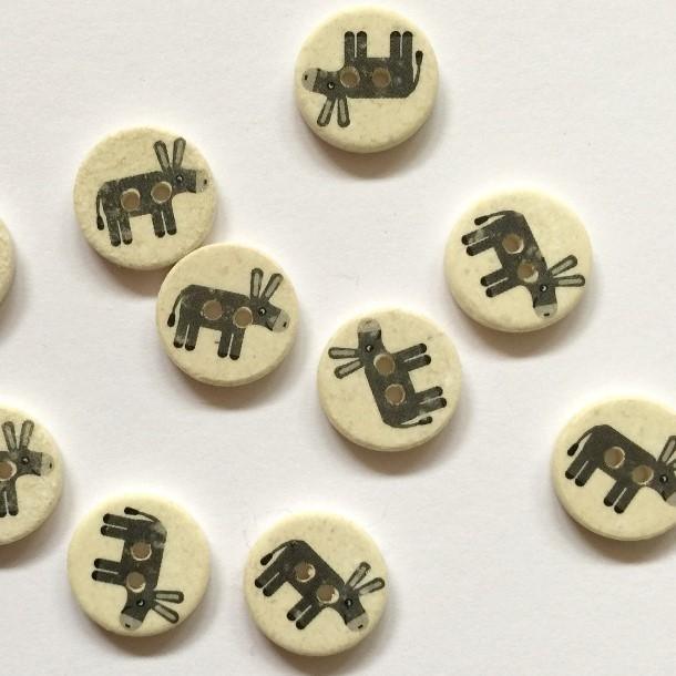 TextileGarden 15mm - Grey Donkey Button -  - Buttons
